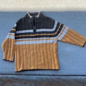 The Children’s Place 3T yellow and brown striped, quarter-zip sweater
